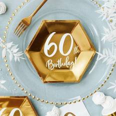 Birthdays Disposable Plates Luck and Luck Gold 60th Birthday Party Paper Plates Partyware Tableware 20cm x 6