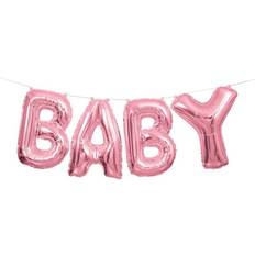 Foil Balloons Unique Party 53684 Foil Pink Baby Letter Balloon Banner Kit