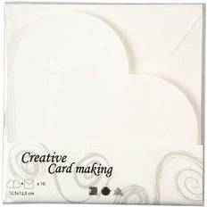 Creotime Heart-Shaped Cards card size 12,5x12,5 cm, envelope size 13,5x13,5 cm, off-white, 10 set/ 1 pack