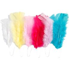 Yellow Feathers Creativ Company Feathers, L: 11-17 cm, assorted colours, 144 bundle/ 1 pack