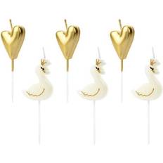 Luck and Luck Swan Heart Candles Pack of 6 Birthday Party