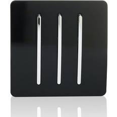 Trendi Switch 3 Gang 2 Way 10 Amp Rocker Light Switch in Screwless Black