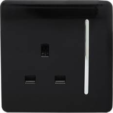 Trendi 1 Gang 13 Amp Switched Socket Black