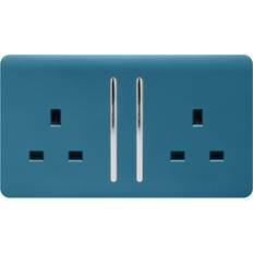 Trendi 2 Gang 13 Amp Switched Socket Ocean Blue