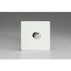 Varilight V-Pro 1 Gang 2 Way 400W Push on/off LED Dimmer Light Switch Screwless Premium White JDQP401S