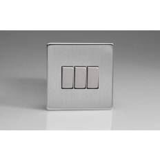 Varilight 10A 2 way Brushed silver effect Triple Light Switch