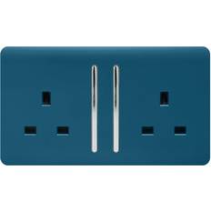 Blue Wall Outlets Trendi 2 Gang 13 Amp Switched Socket Midnight Blue