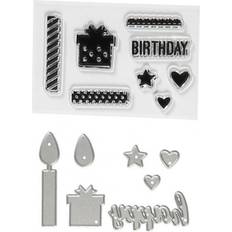 Water Based Modelling Tools Creativ Company Clear stamps and cutting dies, birthday, size 10-70 mm, 1 pack