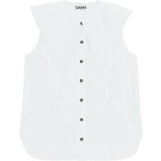 Ganni Cotton Poplin Sleeveless Shirt - Bright White