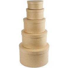 Creativ Company Round Hat Boxes, H: 8 10 13 15 19 cm, D: 16,5 18,5 24 28,5 35,5 cm, 5 pc/ 1 set