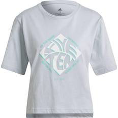 Adidas Women Five Ten Cropped Graphic T-shirt - Halo Blue