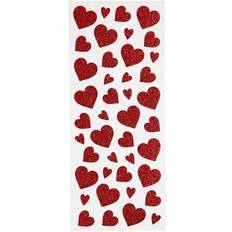 Red DIY Creotime Glitter Stickers, hearts, 10x24 cm, red, 2 sheet/ 1 pack