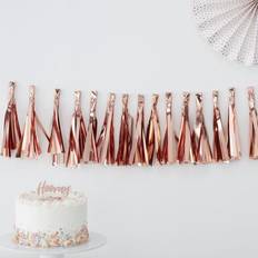 Ginger Ray Rose Gold Foiled Tassel Garland Party Decoration 2 Meters, Pink