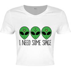 Grindstore I Need Some Space Cosmic Alien Crop Top - White