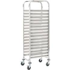 Stainless Steel Trolley Tables vidaXL 16 Trays Trolley Table 55x38cm