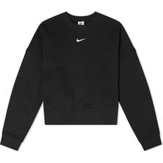 Nike Sportswear Essentials Oversized Fleece Crew Sweatshirt - Black/White