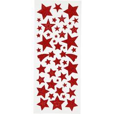 Red DIY Creativ Company Glitter Stickers, stars, 10x24 cm, red, 2 sheet/ 1 pack