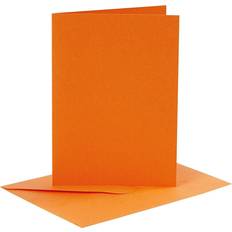 Creativ Company Cards and Envelopes, card size 10,5x15 cm, envelope size 11,5x16,5 cm, 110 220 g, orange, 6 set/ 1 pack