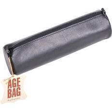Clairefontaine 'Age Bag' 21 x 6 cm Round Leather Pencil Case Black