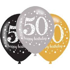 Birthdays Latex Balloons Amscan 9900740 27.5 Inch Celebration 50th Latex Balloons