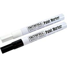 Faithfull Paint Marker Pen Black White (Pack 2)