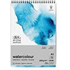 Water Based Watercolour Paper Winsor & Newton Winsor and Newton Watercolour Paper Pad, A3, 12 Sheets, 300 g/m² Spiral Bound, Cold Pressed, Acid Free, Mixture of 25 Percent Cotton and Cellulose Fibres, Natural White