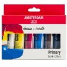 Royal Talens Amsterdam Standard Series Acrylic Color, 20ml Tubes, Set of 6 Primary Colors (17820500)