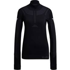 Nylon Base Layer Tops adidas Primeknit Mid Layer Shirt Women - Black Melange/Grey