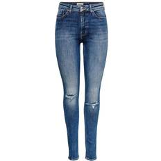 Only Paola Life Hw Skinny Fit Jeans - Blue/Light Medium Blue Denim