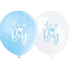 Unique Party 56115 12" Pearlised Latex Assorted Blue "It's A Boy" Baby Shower Balloons, Pack of 5