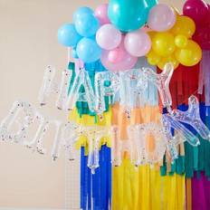 Ginger Ray Clear Rainbow Confetti Filled 'Happy Birthday' Balloon Banner Bunting Party Decoration 1.5m in length