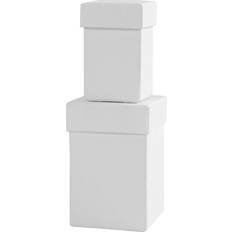 Creativ Company Square boxes, H: 7 9 cm, size 4,5 6 cm, white, 2 pc/ 1 set
