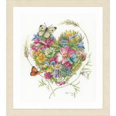 Lanarte Counted Cross Stitch Kit: Heart of Flowers (Evenweave) Cotton, NA, 31 x 35cm