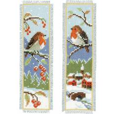 Vervaco Counted Cross Stitch: Bookmark: Robins: Set of 2, COTTON, NA, 6 x 20cm