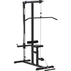 Strength Training Machines Homcom Exercise Pulldown Machine Power Tower with Adjustable Seat Cables