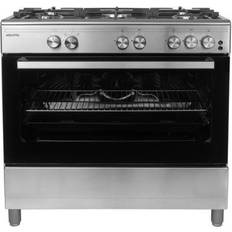 90cm - Stainless Steel Cast Iron Cookers ElectrIQ EQRANGE90GASSS Stainless Steel