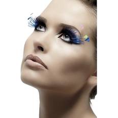 Smiffys Eyelashes with Feather Plumes Blue