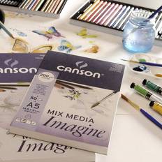 Water Based Sketch & Drawing Pads Canson Imagine Mixed Media 200gsm paper, natural white, A4 pad including 50 sheets