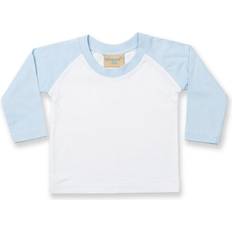 Larkwood Baby's Long Sleeved Baseball T-shirt - White/Pale Blue