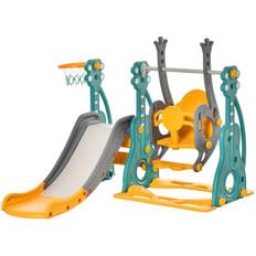 Swings Playground Homcom 3 in 1 Kids Swing & Slide Set