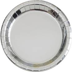 Unique Party 32284 18cm Foil Silver Paper Plates, Pack of 8