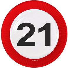 Birthdays Disposable Plates Folat 21st Birthday Traffic Sign Paper Plates 8 pieces