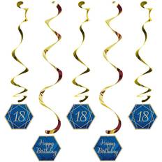 Creative Party J015 Blue and Gold 18" Hanging Swirls-5 Pcs