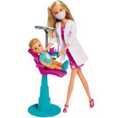 Simba Steffi Love Dentist Doll as Dentist and Timmy as Patient with Chair and Dental Accessories 12 cm 29 cm for Children from 3 Years