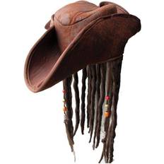 Wicked Costumes Caribbean Jack Sparrow Hat with Hair & Beads