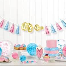 Amscan 220417-55 220417-55-Gender Reveal Tassel Garland-2.4m, Multi