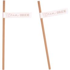 Ginger Ray Hen Party Rose Gold Team Bride Straws with Flags Wedding 16 Pack