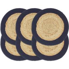 vidaXL 133863 6-pack Place Mat Natural/Navy Blue