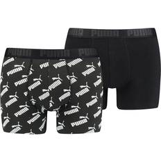 Puma Men's Logo All-Over-Print Boxer Shorts 2-pack - Black