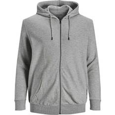 Jack & Jones Through Zipper Plus Size Hoodie - Grey/Light Grey Melange